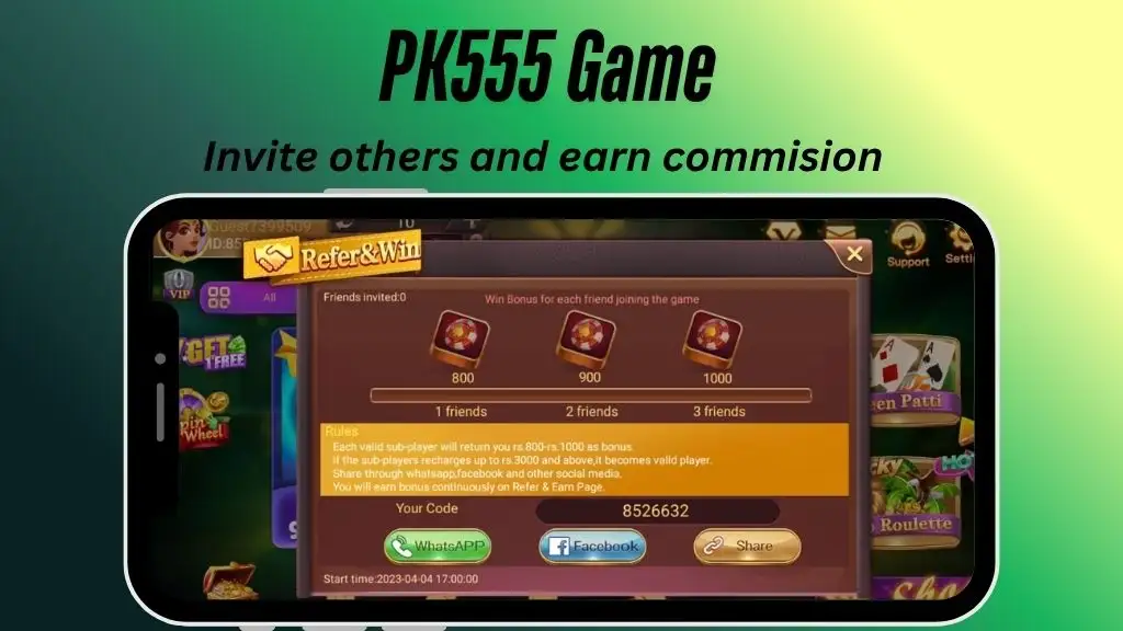 PK555 Game APK Refer and Earn